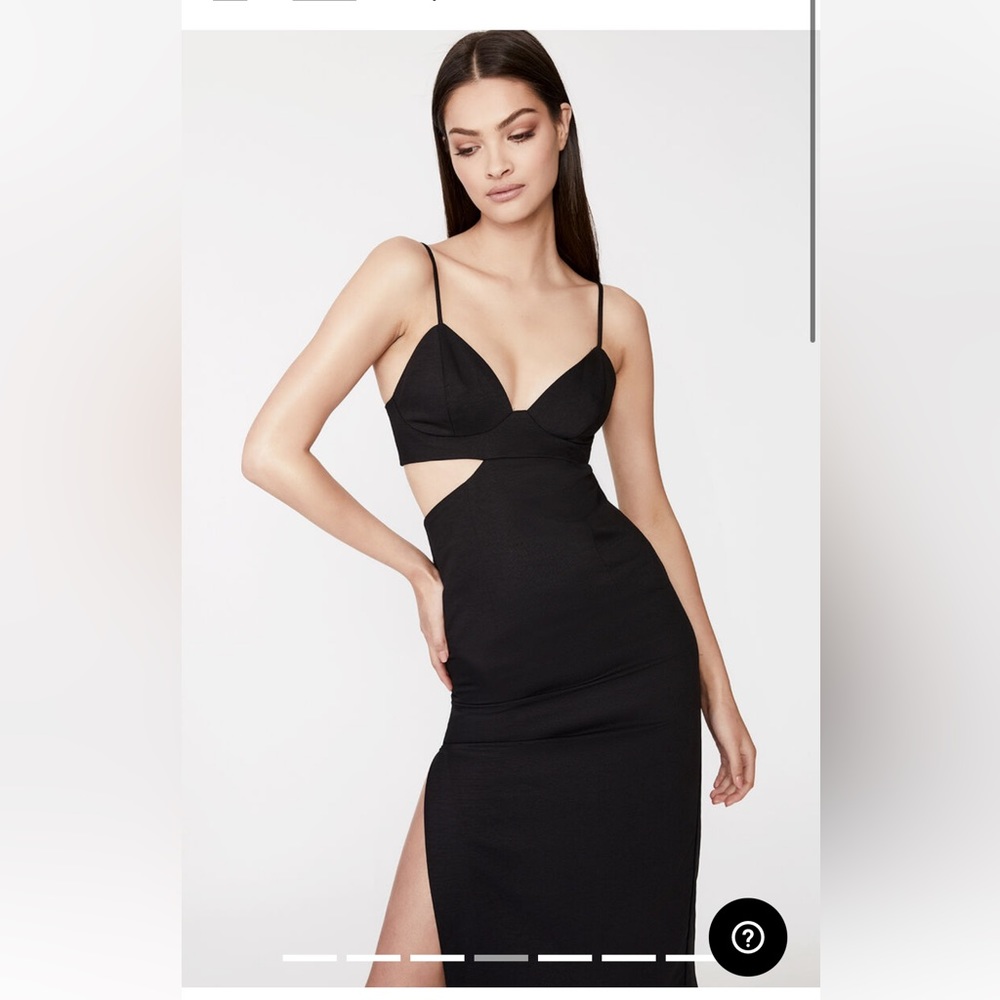 Bardot cut out slit midi in black